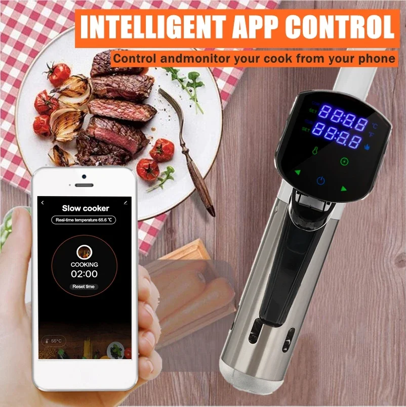 IPX7 Waterproof Smart Wifi Control Sous Vide Cooker 1800W Immersion Circulator Slow Cooker Vacuum Heater Accurate Temperature 2