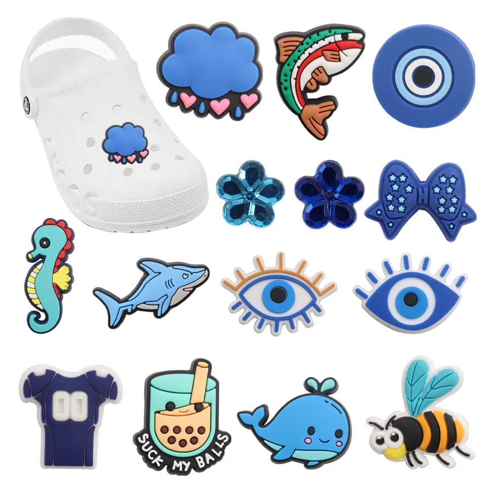 Hot Sale 1-25pcs PVC Shoe Charms Blue Butterfly Mask Sleeping Bag  Accessories DIY Shoe Decoration For Croc Jibz Kids X-mas Gift - AliExpress