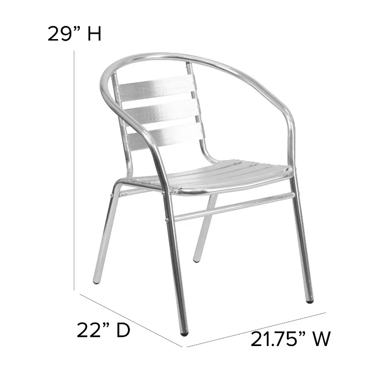 Commercial Aluminum Indoor-Outdoor Restaurant Stack Chair with Triple Slat Back and Arms 5