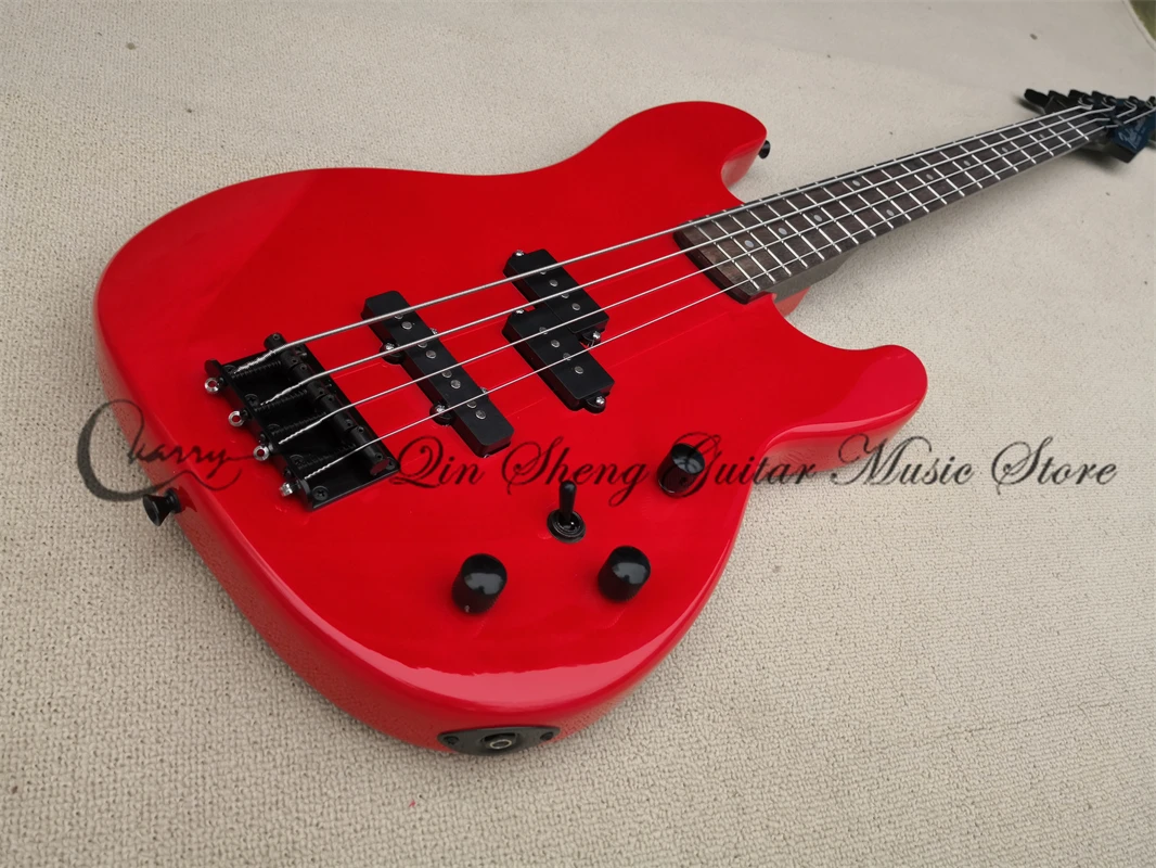 4 string red bass Guitar Pre Bass Red Basswood body Black maple neck