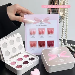 NAIL&YOLLY 4 - in - 1 Gel Nail Polish Set - 6 Vibrant Colors, Semi - Permanent Soak - Off UV LED Varnishes for Nail Art and Gradient Designs (B)