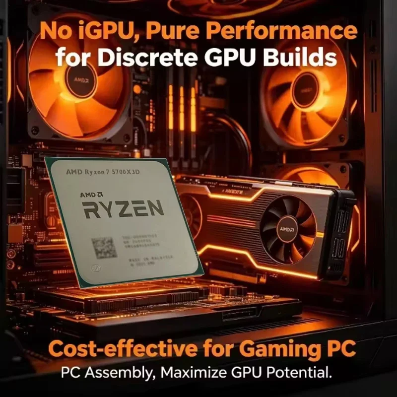 중고 R7 5700X3D AMD Ryzen 7 5700X3D 4.1GHz 8코어 16스레드 CPU 7NM L3=96M 100-000001503 소켓 AM4(팬 없음)