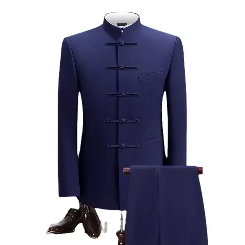 Tailor Made Chinese Style Stand Collar Suit Men's Two-piece Tang suit Wedding Man Dress Mao Suits