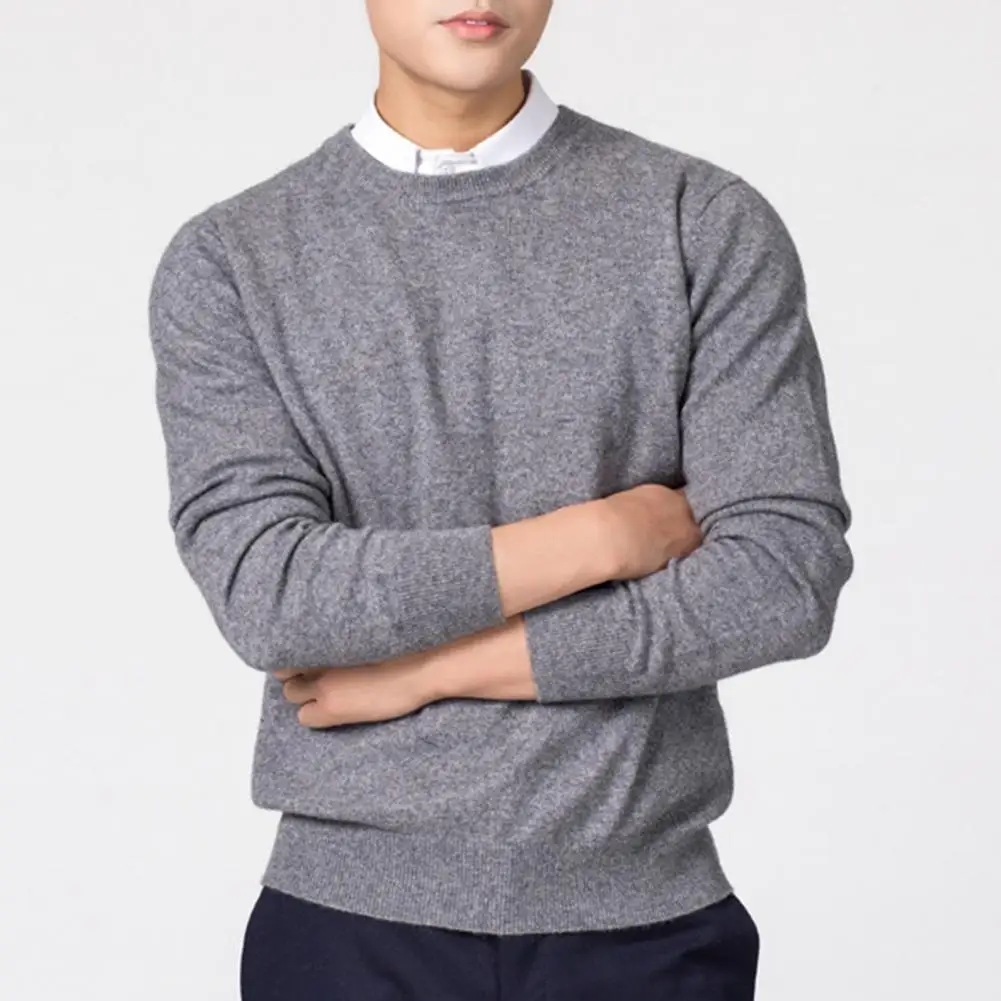 Lightweight Men Sweater Men's V-neck Solid Color Sweater Slim Fit Knitwear Thick Pullover Jumper for Autumn Winter Comfort Warm