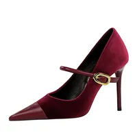 Stylish Party Pumps Rhinestone Embellishments T-strap Buckle Shoes - Image 6