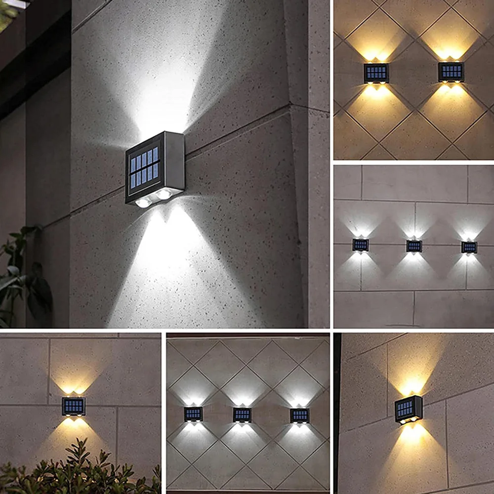 1pc LED Solar Wall Lights Waterproof Outdoor Up and Down Luminous Garden Wall Washer Light for Yard Porch Street Home Decor