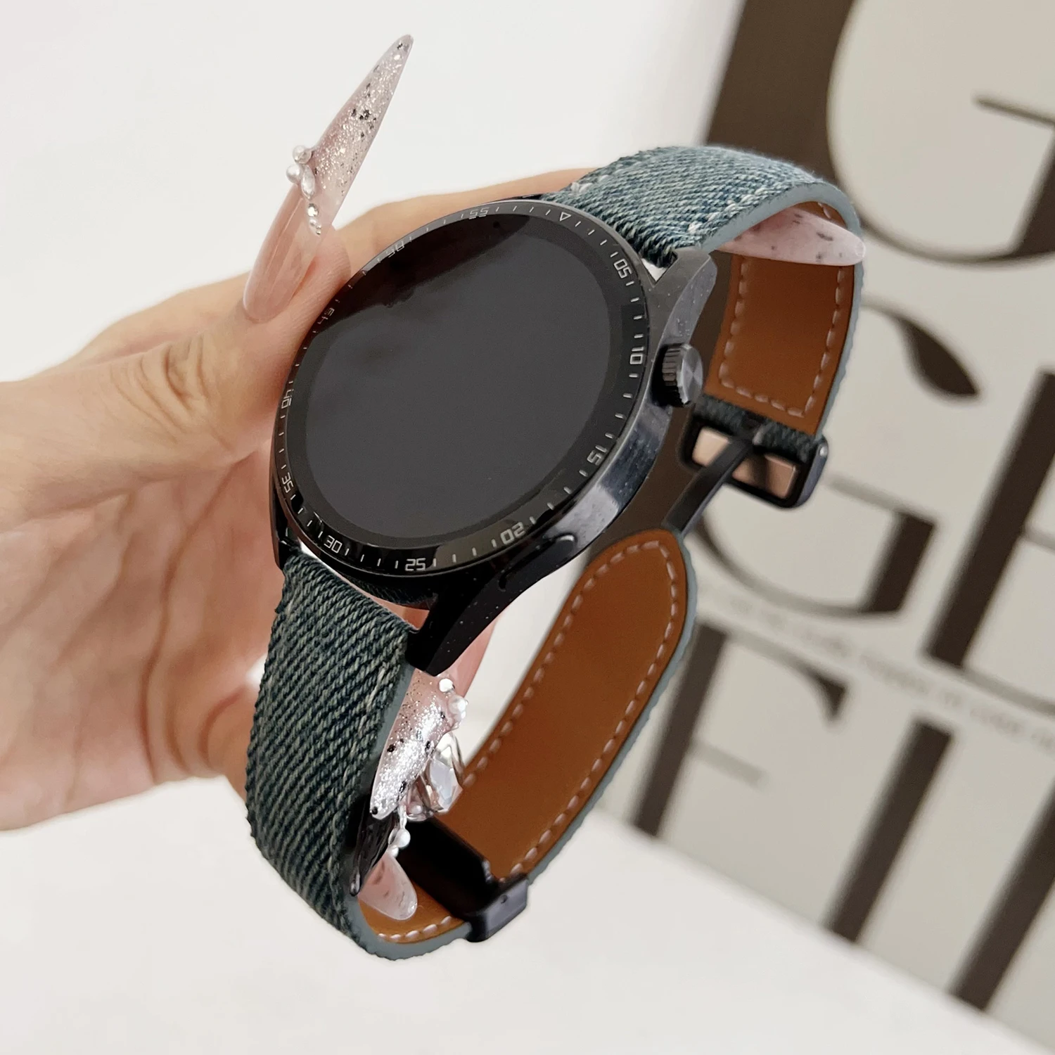 18 20 22 mm Universal-Denim-Magnetarmband für Samsung Galaxy Watch 3 4 5 6 7 40 mm Frühlings-/Sommerarmband für Huawei GT3 Pro 43 mm – Detail 7