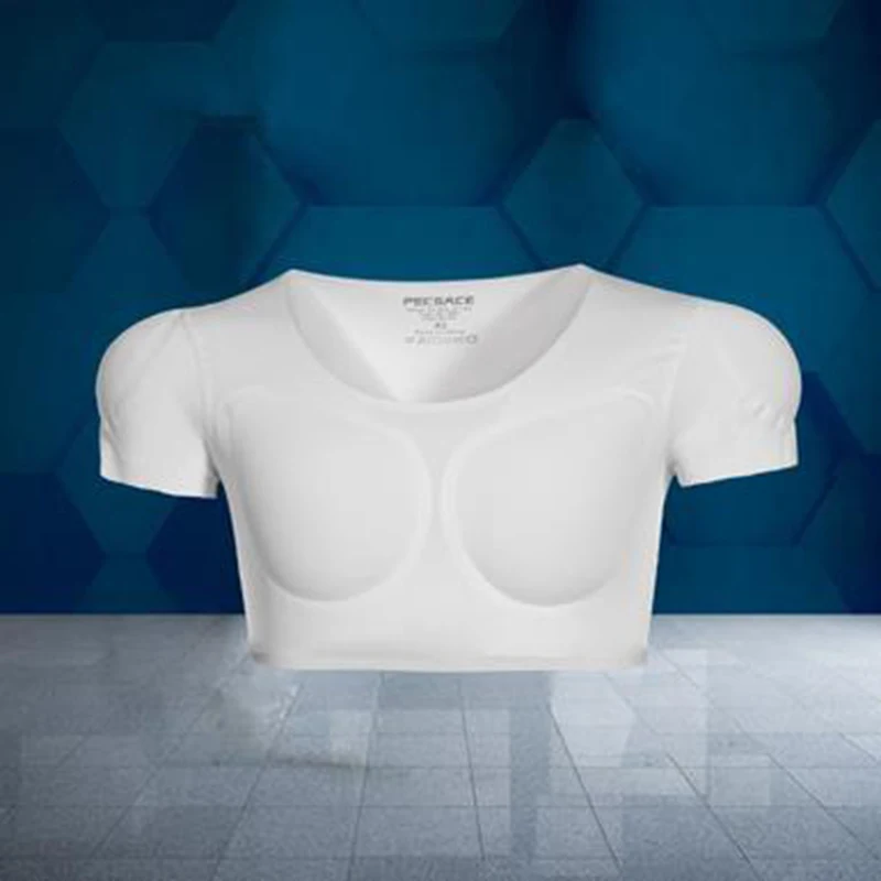 Men Pecs Muscle Enhancers UnderShirts Arms Power Body Shaper Removal Pads Underwear Strong Chest Invisible Tops