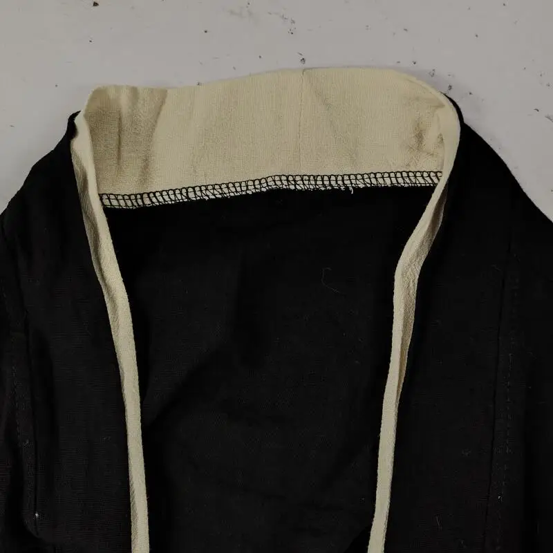 Sommer Japanischer Kimono Cardigan für Herren Leichter Leinen 3/4 Ärmel Offene Vorderseite Schwarz Traditioneller Haori Kimono – Detail 4