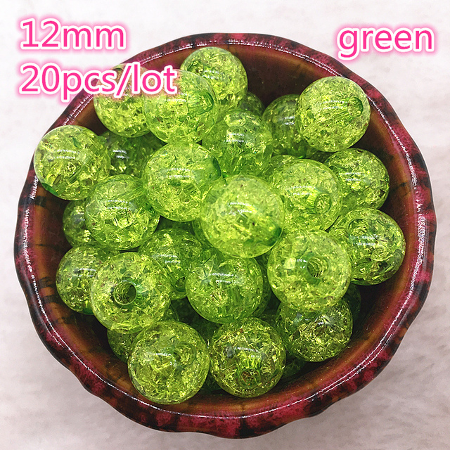 12mm Multicolor Round Acrylic Crackle Bead Loose Spacer Beads For Necklaces Bracelets Jewelry Making