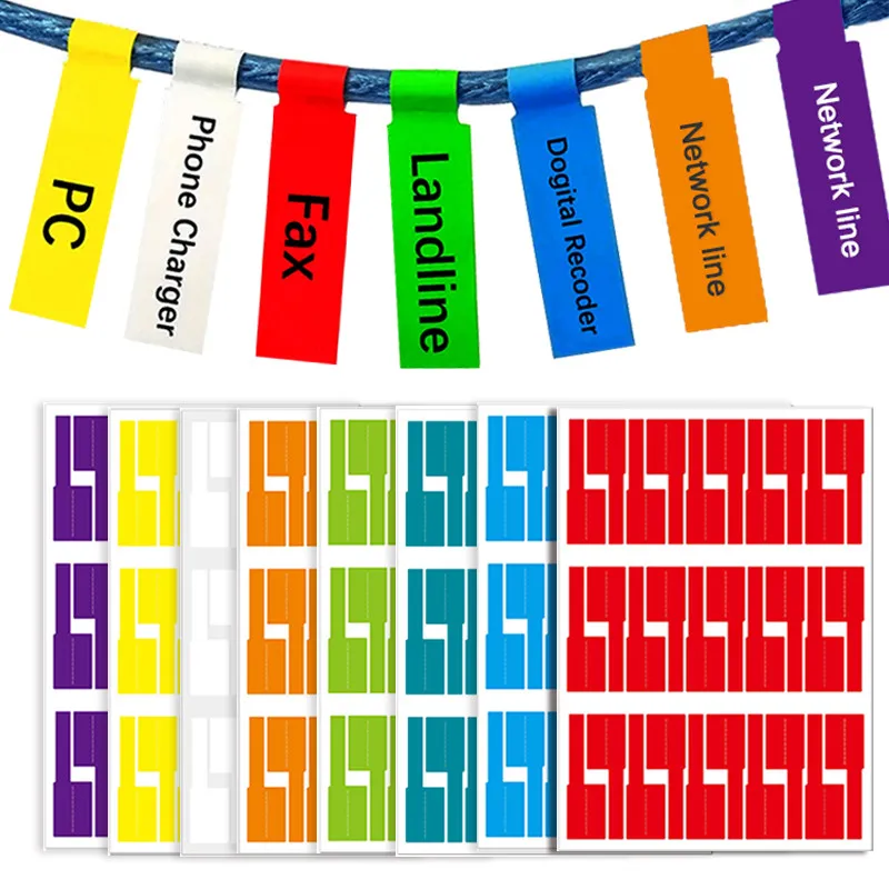 A4 Self-Adhesive Label Cable Tags Wire Marking Network Waterproof Laser Printer Sticker Organizer Cable Labels 150Pcs/5 Sheets
