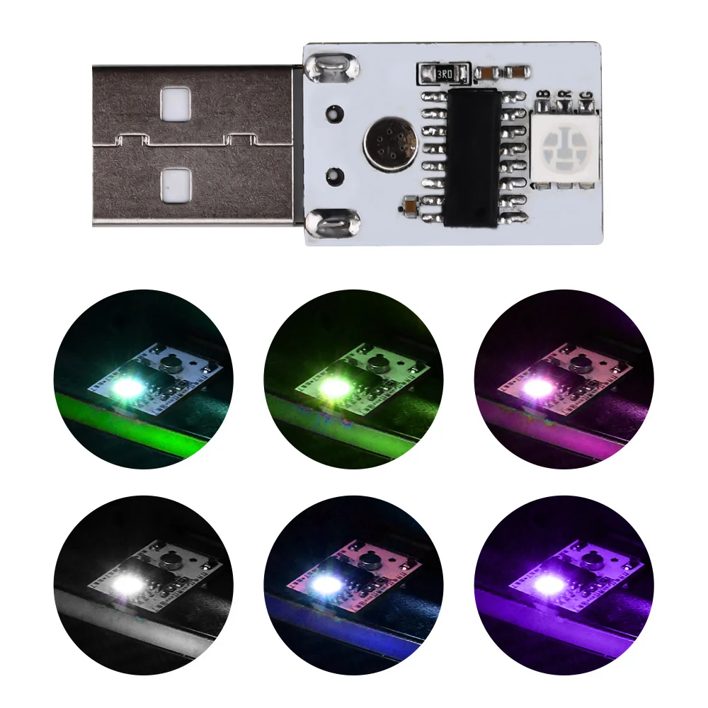 Mini Pocket Card USB Power LED Module1W LED Intelligent Chinese/English Voice Control Night Light Module 6 Colors Freely Change