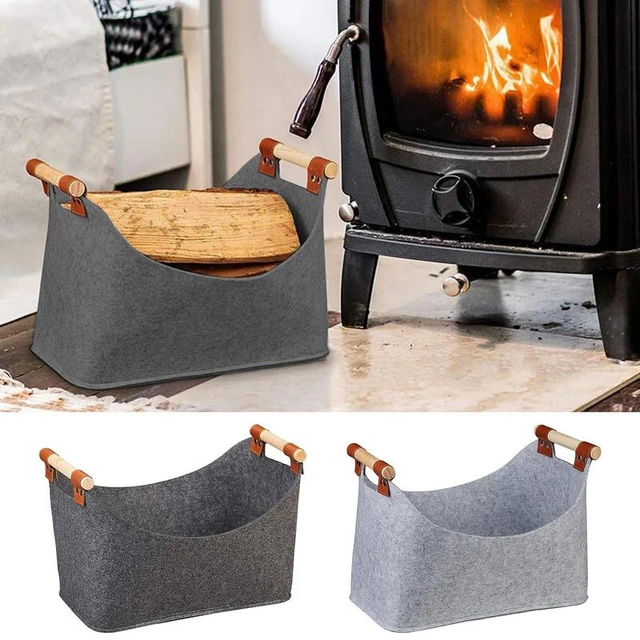 Felt Firewood Basket, Wood Carrier Holder Bag, Fireplace Wood Bag