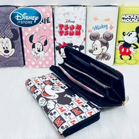 Disney Woman Long Wallet Cartoon Mickey Mouse Coin Bag Cute Minnie PU Leather Girl Card Package Children Holder Clutch 1