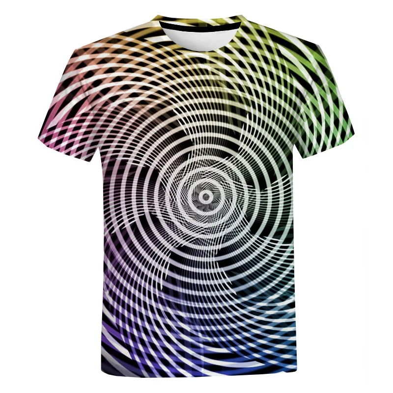 

Y2k Optical Illusion 3D Printed Men's T Shirt Crew Neck Round Neck Oversized Casual Short Sleeve Clothing Vintage Streetwear Top