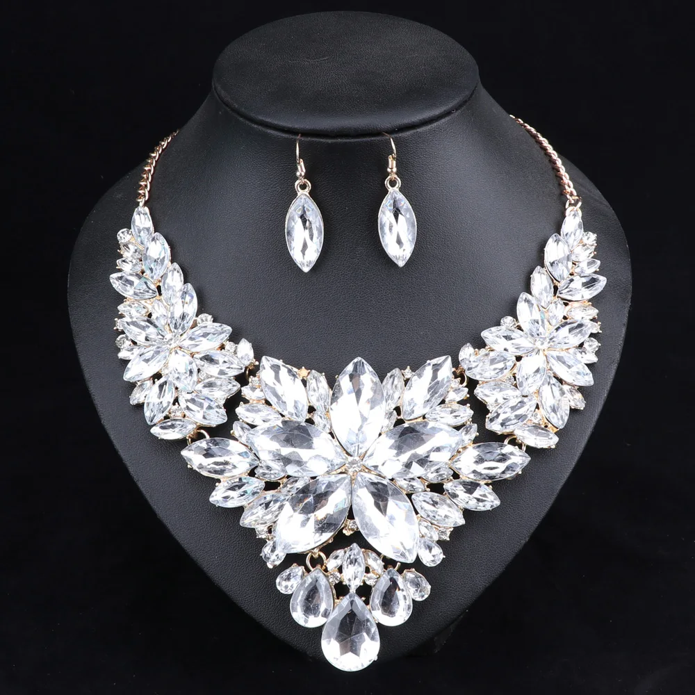 Fashion Crystal Jewelry Sets Bridal Necklace Earrings Sets Wedding Party Jewelery Dress Jewellery Decoration Accessories bridal jewelry sets,crystal jewelry sets