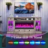 70'' Fireplace TV Stand with 42" Fireplace, Farmhouse Entertainment Center with LED Lights for TVs Up To 80'', TV Console Table 4