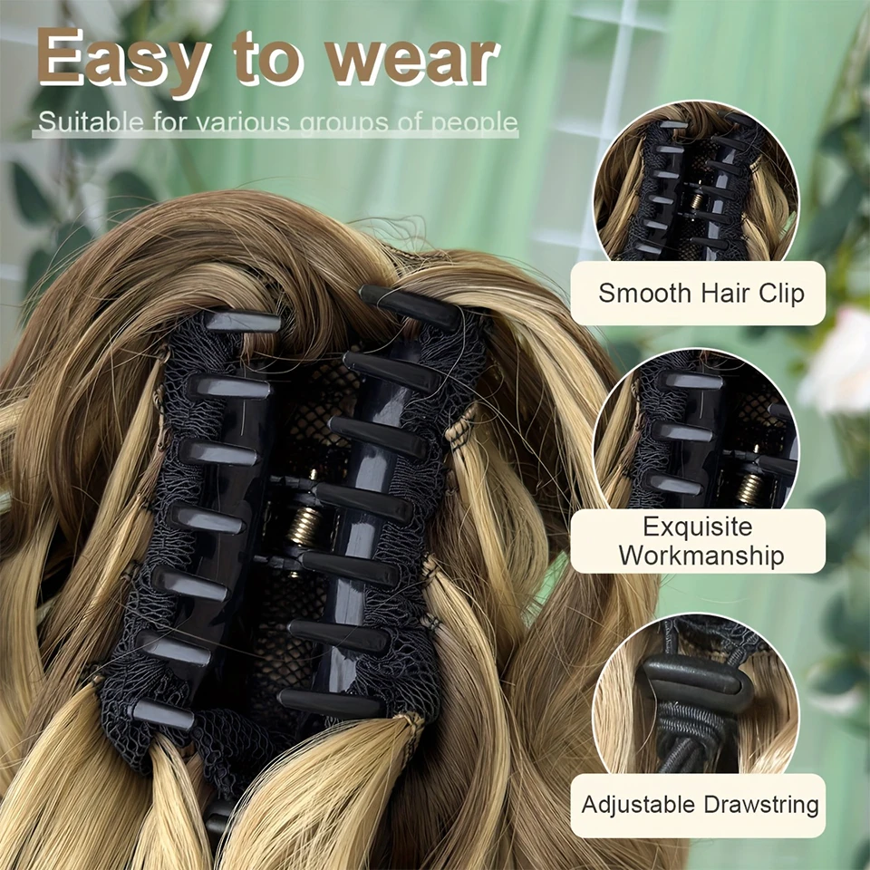 Women's Clip-In Ponytail Wig - Heat-Resistant Synthetic Hair with Extensions suitable for hair Types for Daily Use Parties