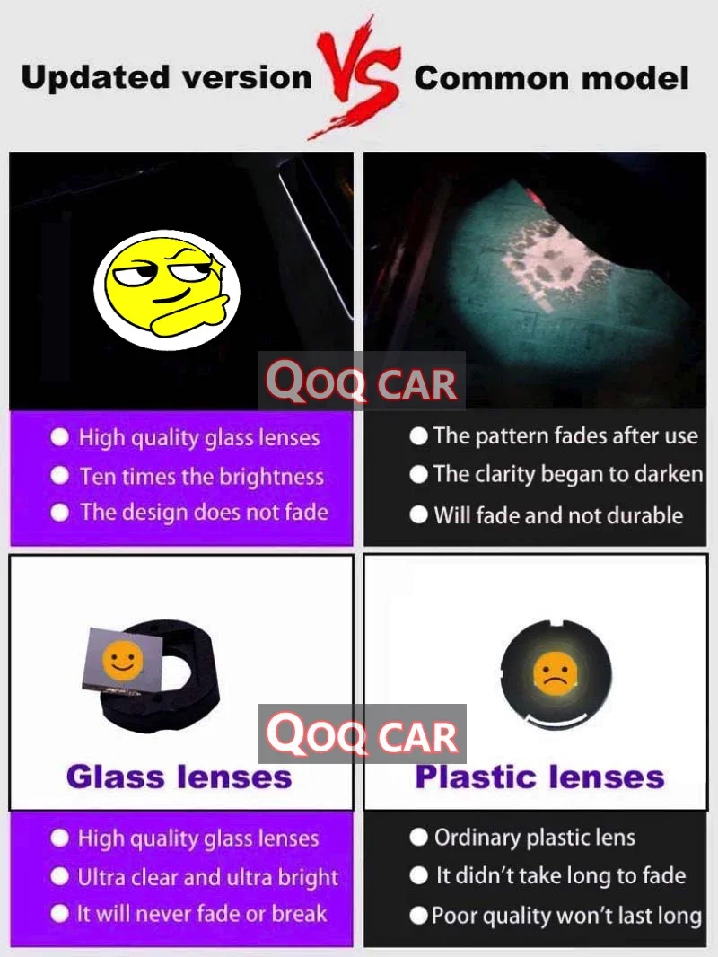 For TOYOTA Camry 2006-Now HD No Fading Car LED Door Warning Light Laser Projector Ghost Shadow Light Welcome Lamp Glass Len