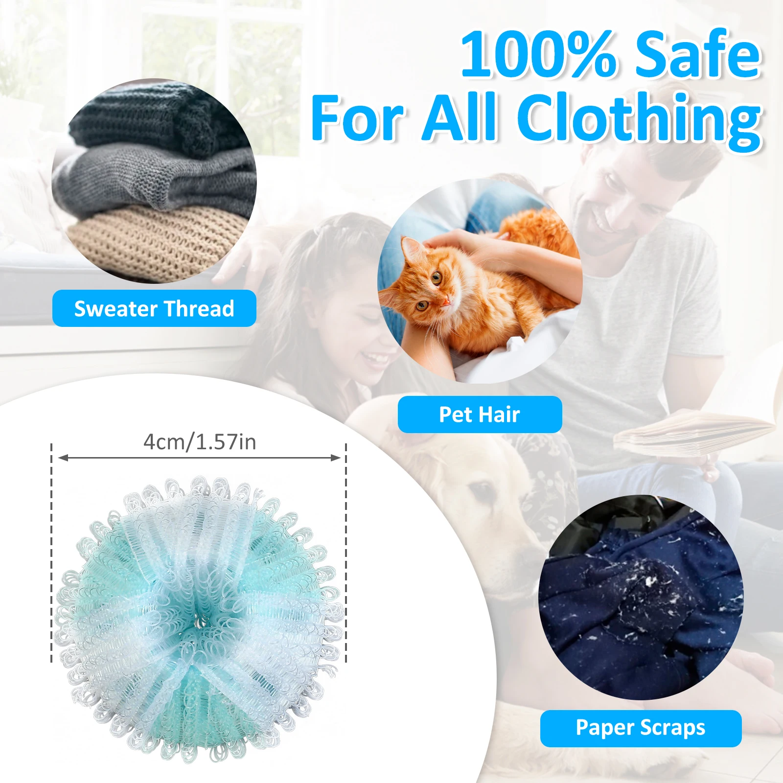 16Pcs Laundry Pet Hair Remover Reusable Washing Hair Catcher Floating Pet Removal Balls Lint Remover Balls Easy to Use