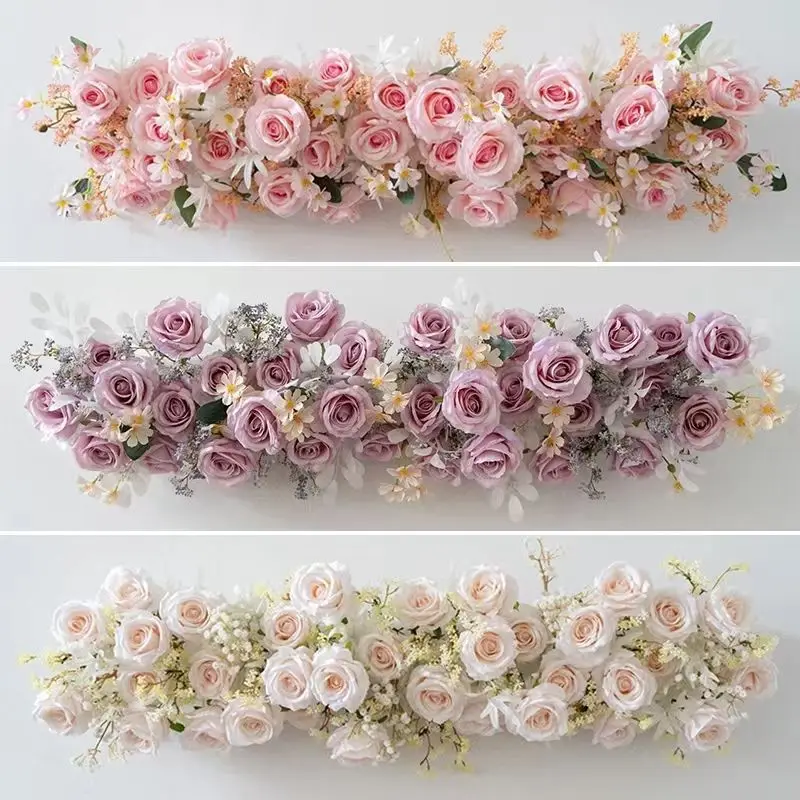 

100/50CM Wedding Arch Decor Artificial Flower Rose Hydrangea Thicken Flower Row Arrangement Party Table Centerpiece Flower Decor