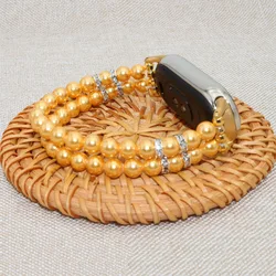 Elegant Pearl Beaded Bracelet for Women - Slim Adjustable Elastic Strap, Classic Purple (Gold)