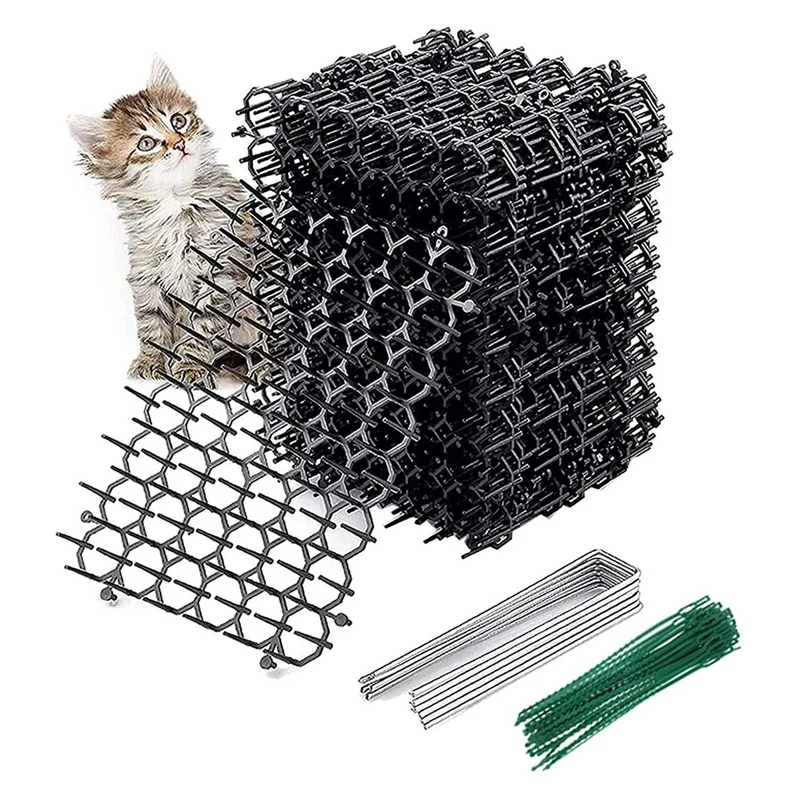 

24Pcs Cat Scat Mat With Spikes,At Animal Spikes Repellent,Garden Prickle Strip Dig Stopper Cat Deterrent Spikes