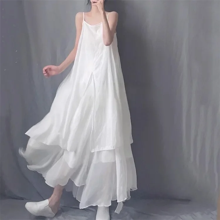 2025 Summer new dress long high-end New Popular trade glossy texture one-step skirt Nanyou high-end women's clothing
