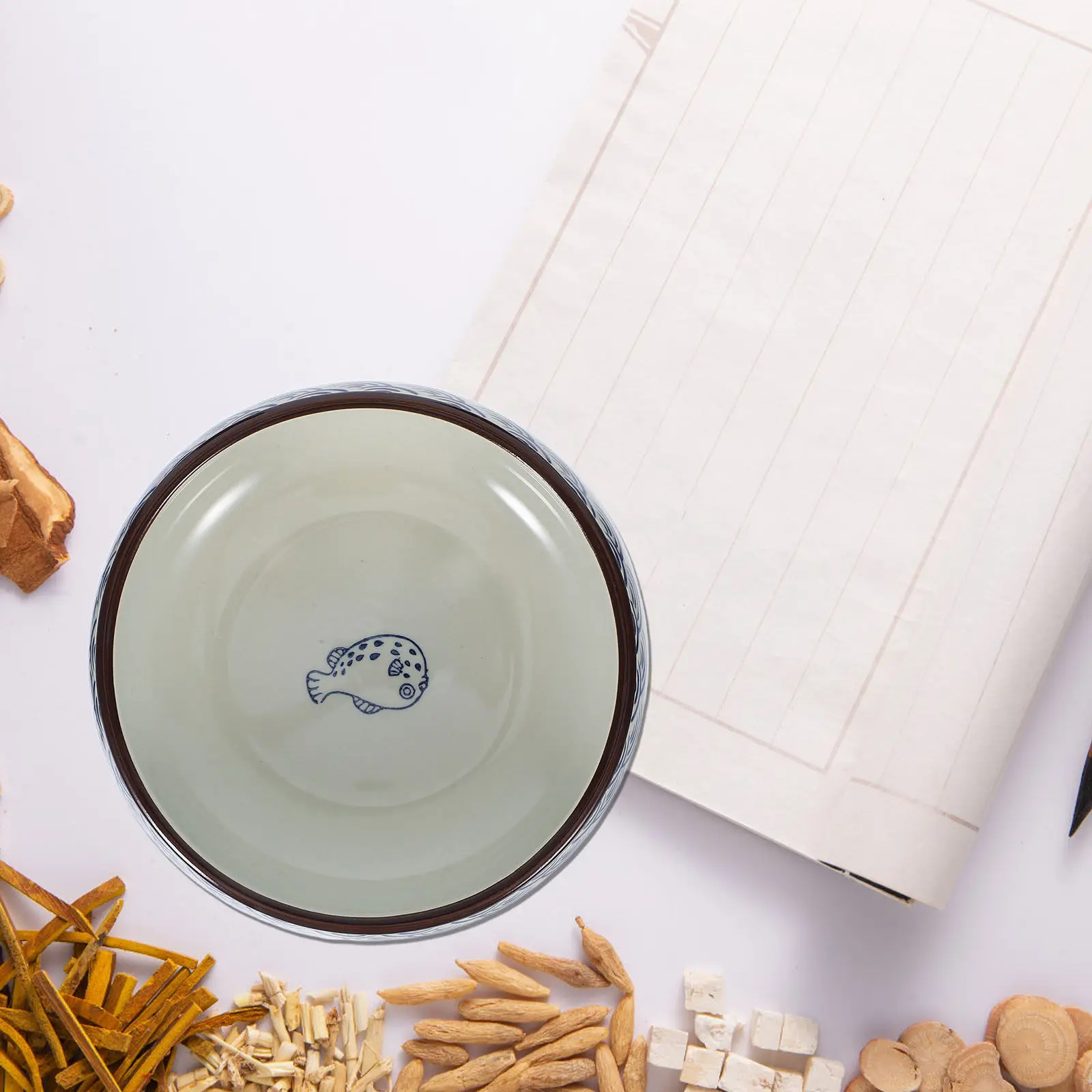 손으로 그린 세라믹 잉크 접시 붓 세척기 (중국어, 일본어 서예 연습용) 둥근 ..