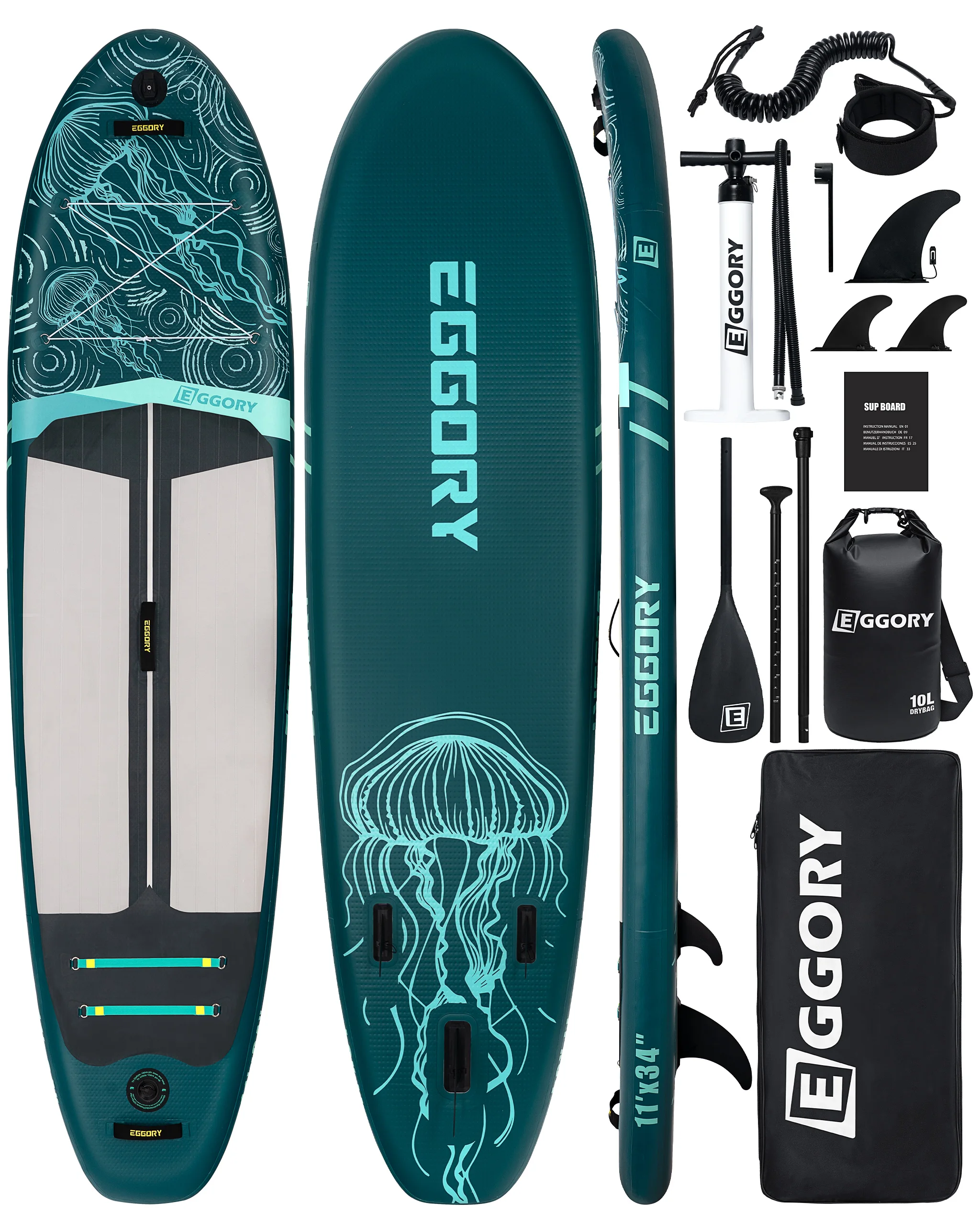 EGGORY 11' x 34'' Ultra Breites Aufblasbares SUP-Board 350LB Jellyfish Stand-Up-Paddle-Boarding-Set für Erwachsene Anfänger EU-Lagerbestand Steuerfrei – Detail 3