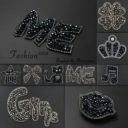 Rhinestone Shine Crown Iron on Patches for Clothing Bead Decorative Clothes Patch Crystal Applique Diamond Sewing Stickers JODc