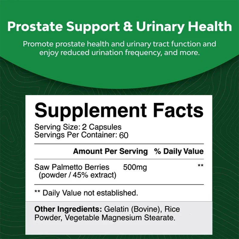 Saw Palmetto Extract-Promotes Hair Growth, Supports Prostate, Urinary Tract Health, DHT Blocker Capsules