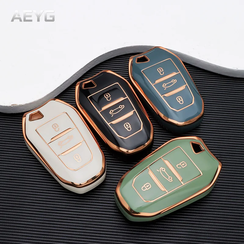 Soft TPU Car Key Case Cover Shell Fob Holder For Peugeot 308 408 508 2008 3008 4008 5008 For Citroen C4 C6 C3-XR Accessories key case,key case cover,car key shell