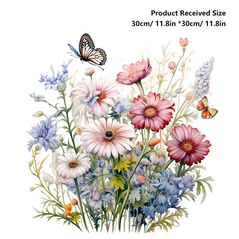 Bathroom Toilet Flower Stickers Minimalist Butterfly Flower Pattern Self-adhesive Paintings Bathroom Living Decorations 1PCS