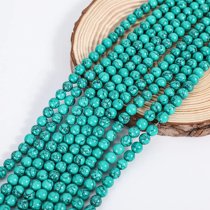 Natural Stones Round Shape Loose Mineral Turquoises Rondelle Beads Jewelry DIY Bracelet Earrings Accessories