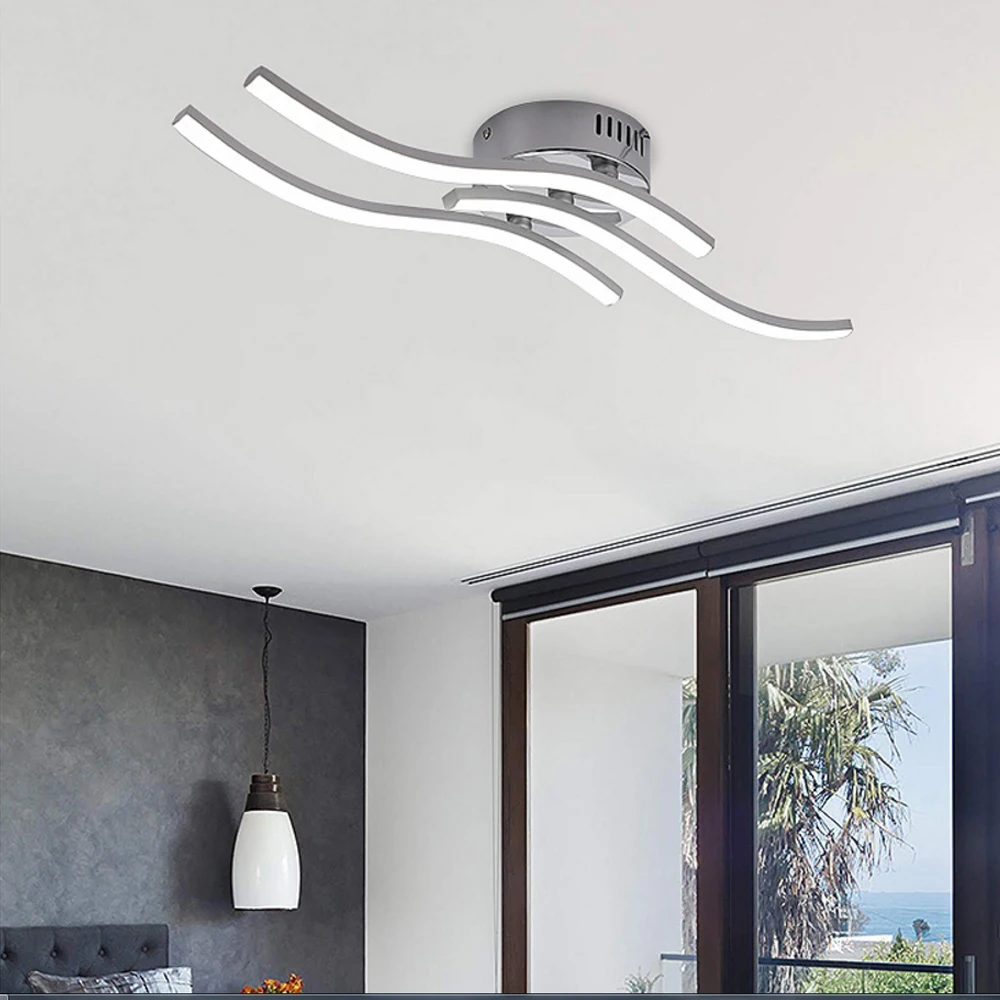 

Aluminium Wave Shape LED Ceiling Light AC 85-265V 12W 18W 24W Modern Ceiling Lamp for Living Room Bedroom Decoration