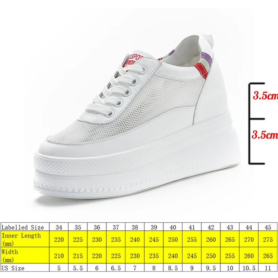 Leather Platform Wedge Sneakers | Leather Women Shoes