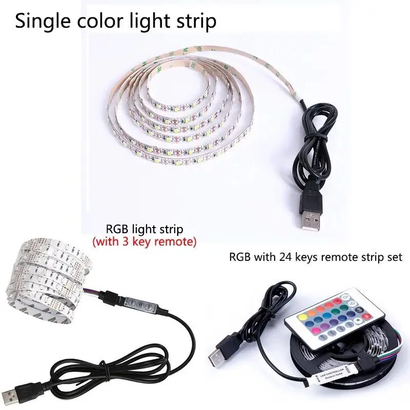 5V USB LED 스트립 빛 SMD2835 60LED/m 유연한 따뜻한 흰색 Led 빛 테이프 리본 TV 백라이트 침실 홈 조명 0.5-5m
