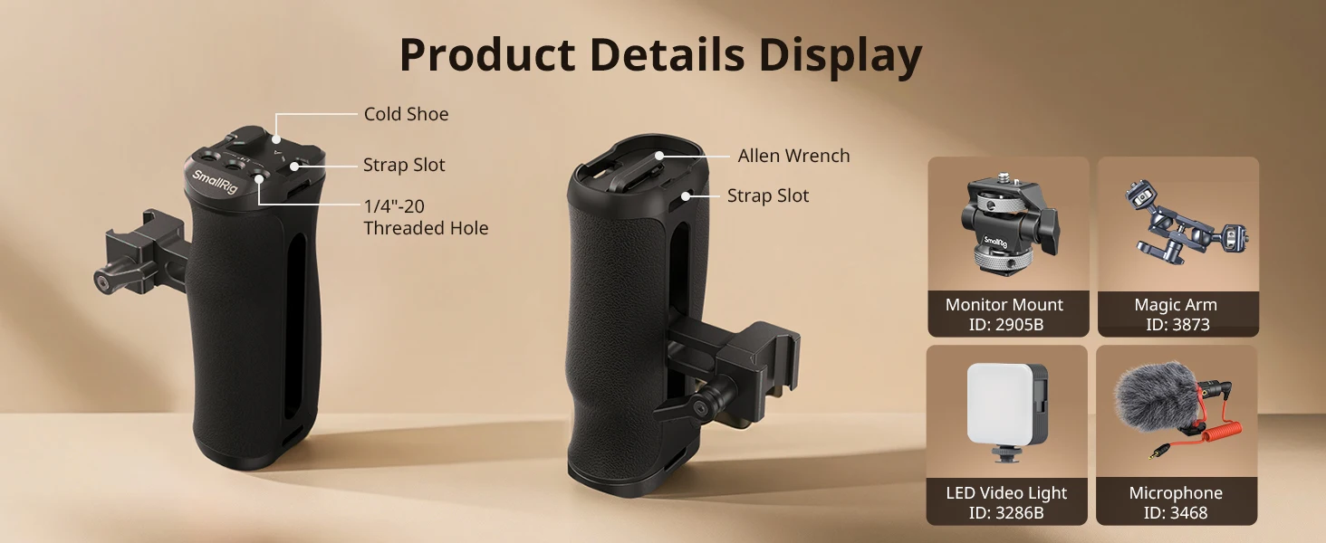 Mini NATO Side Handle, Universal Camera Cage NATO Handgrip Aluminum, for Sony fo