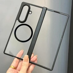 Translucent Ultra - Thin Magnetic Shockproof Phone Case with Hinge Protection - Galaxy Z Fold 8 (Clear Black Fold)