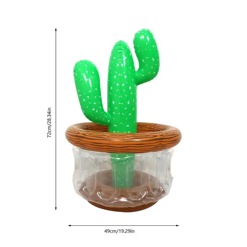 Inflatable Drink Cooler Pool Party Cactus-Shaped Ice Bucket Cactus-Shaped Drink Holder Ice Bucket For Mexican Fiesta Hawaiian