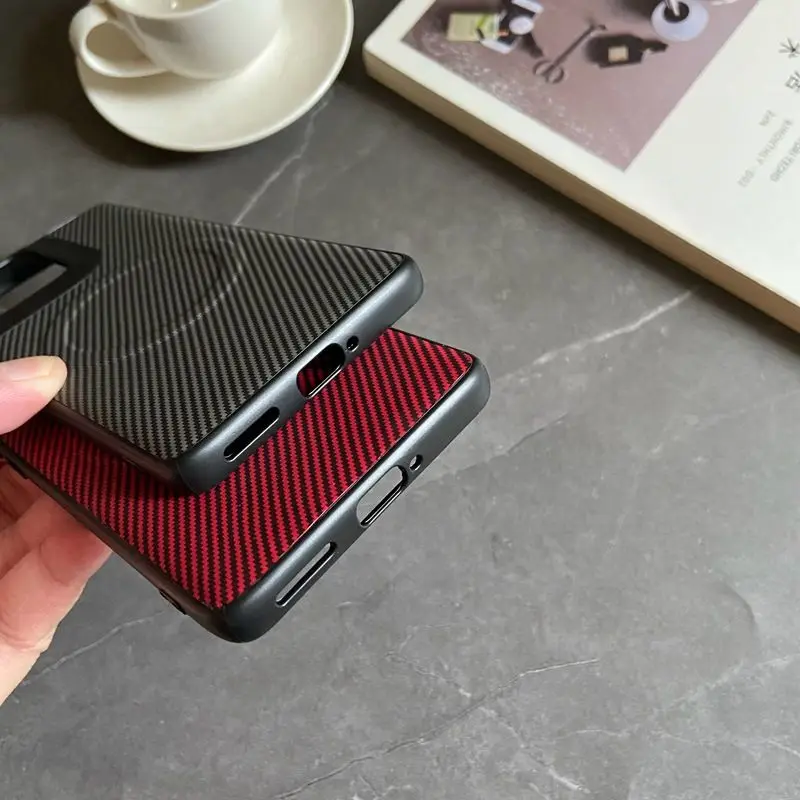 Premium Soft Silicone Carbon Fiber Magnetic Protective Back Cover Case