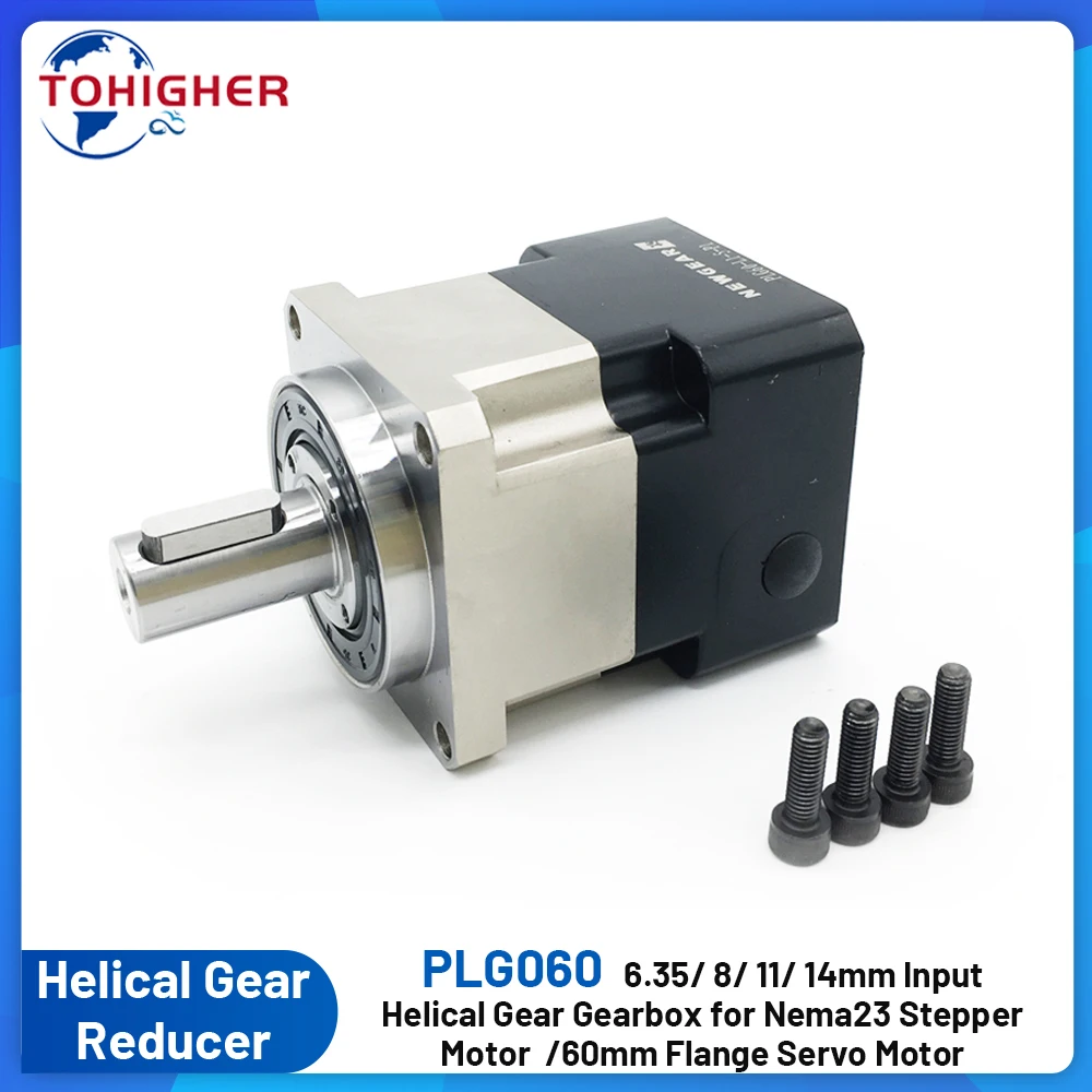 

High Precision Nema23 Helical Gear Planetary Gearbox 3Arcmin 3:1-100:1 6.35,8,11,14mm Input for 60 Flange Servo 57 Stepper Motor