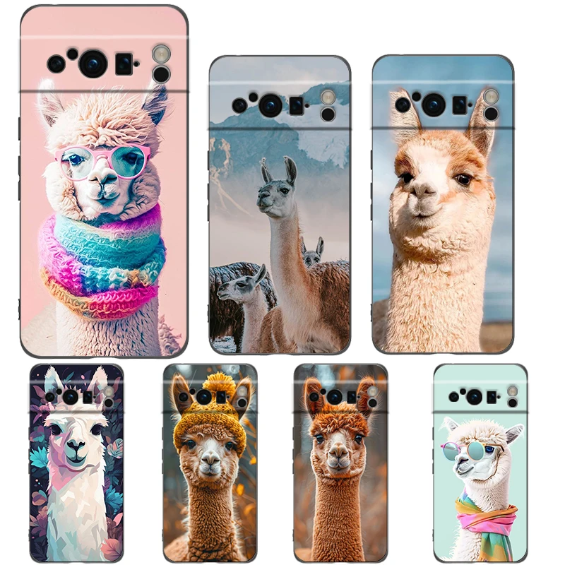 Adorable Kawaii Alpaca Silicone Shockproof Phone Case - Black Cover