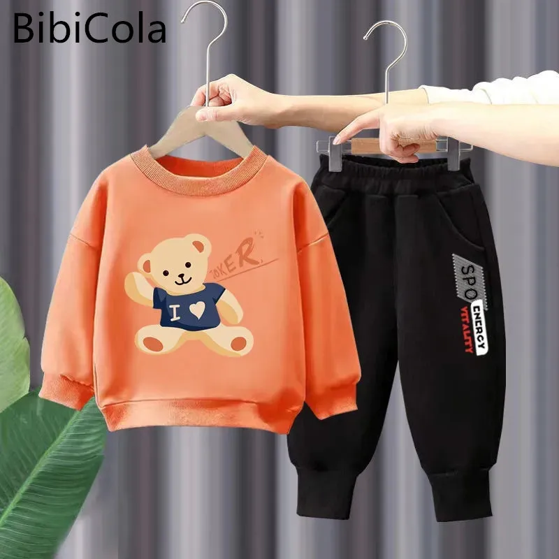

Spring Autumn Children Clothing Baby Boys Girls Costume Cartoon Bear Top Pants Outfit Kids Sports Suit Boys Clothes Set Outfit