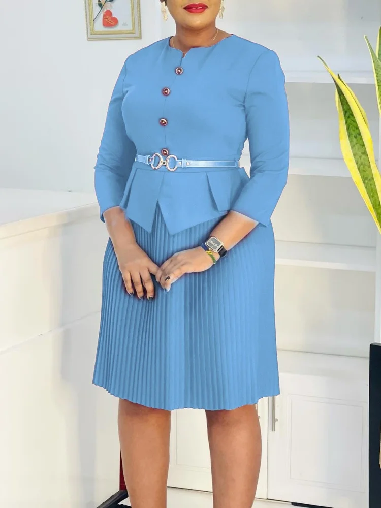 Wmstar Dress Women Wholesale A New Large Sized with Solid Color Buttons for Autumn Foreign Trade Fashion Outfits Fancy Club