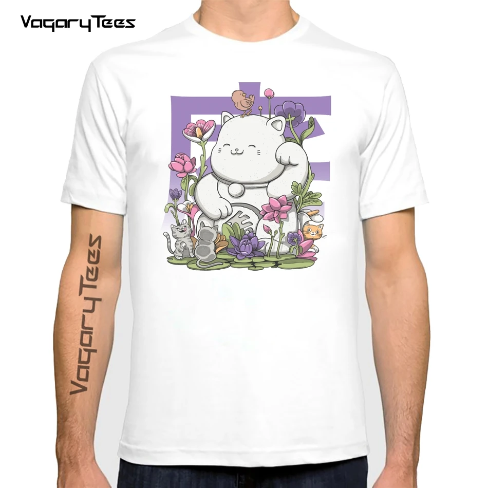 Mode Unisex Damen Herren T-Shirt Lustige Maneki neko Garten Grafiken Nette katzen Drucken T Shirt Harajuku T-shirt