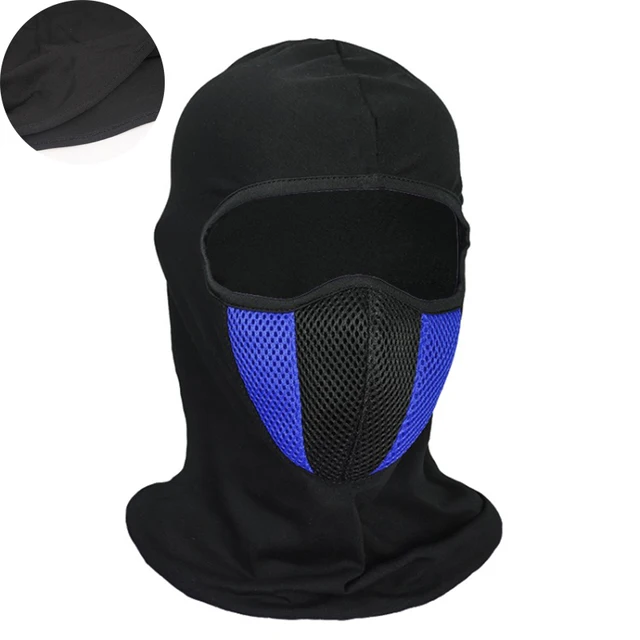 Breathable Balaclava Motorcycle Full Face Mask Motorbike Mask Motocross Helmet Hood Moto Riding Neck Face Hood Moto Accessories Blue