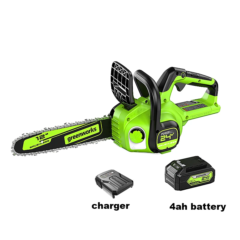 

Новая беспроводная цепная пила Greenworks 24 В CS24L00, бесщеточная цепная пила, 12-дюймовый направляющий стержень