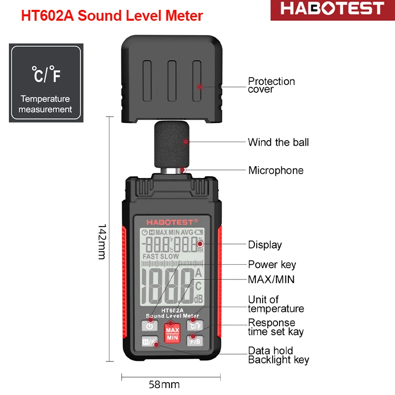 Digital Sound Level Meter Audio Level Meter Sonometro Sound Meter Decibelimetro 30-130dB Decibel Meter Portable Noise Meter 3
